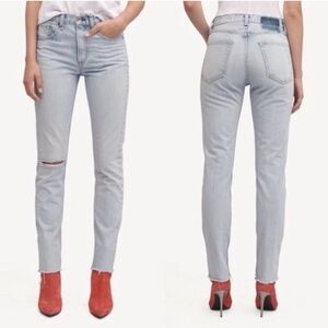 Rag & Bone Light Wash Distressed Dre Skinny Jeans 25